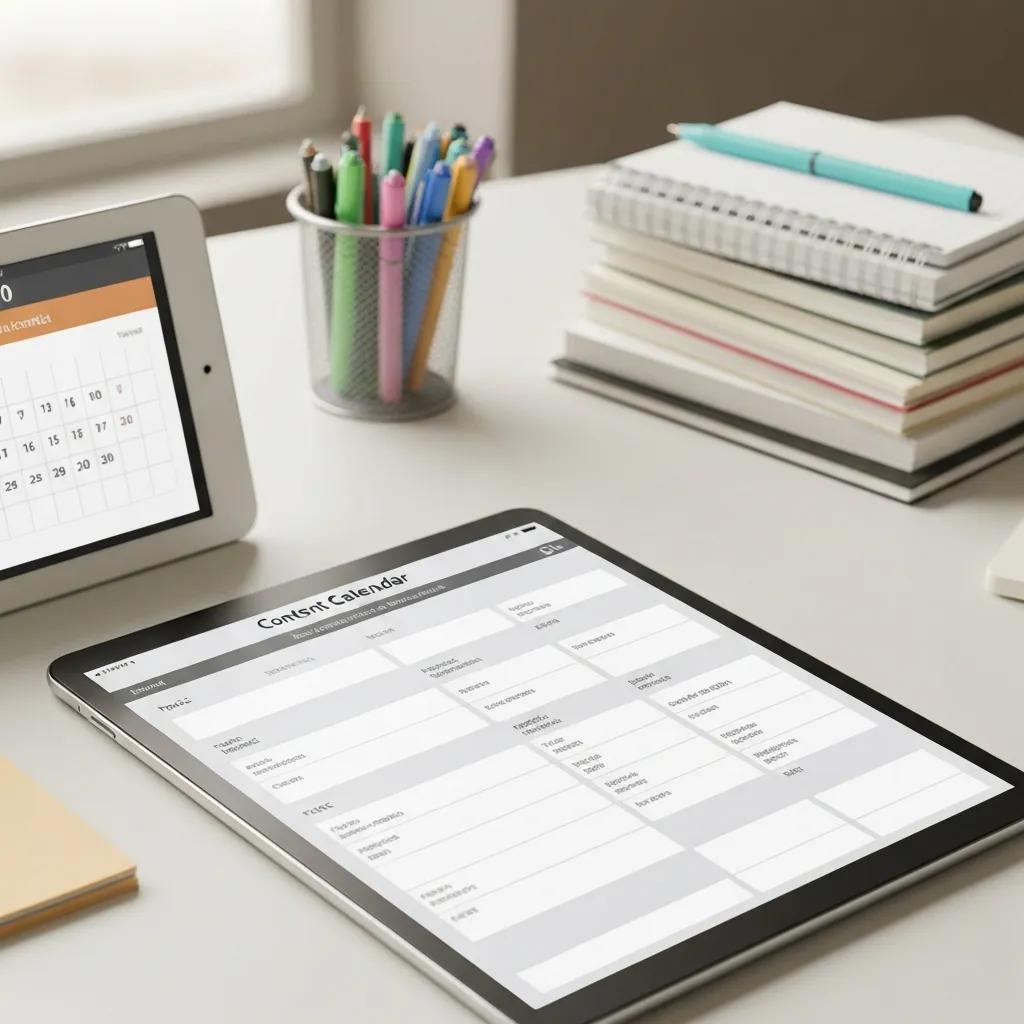 Close-up of a content calendar template showing key planning fields