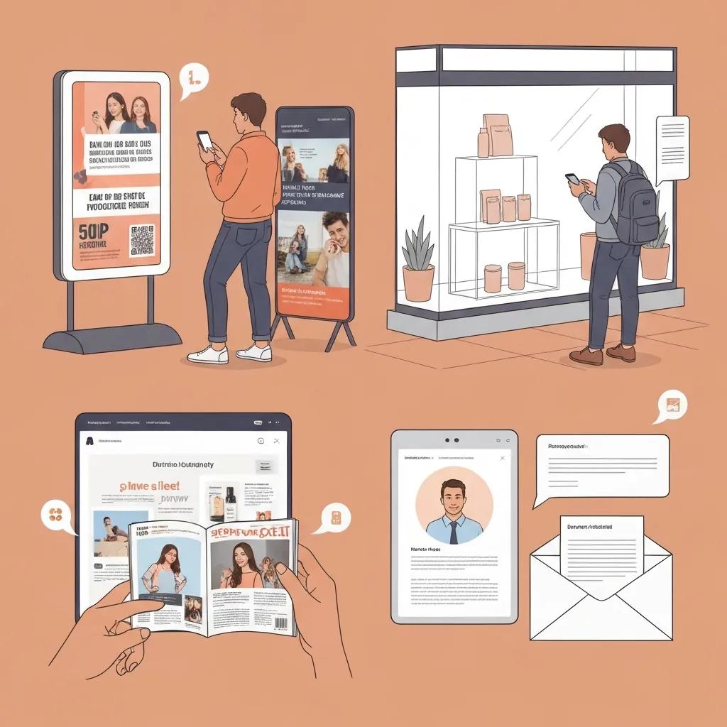 People interacting with multiple online and offline marketing channels across a customer journey