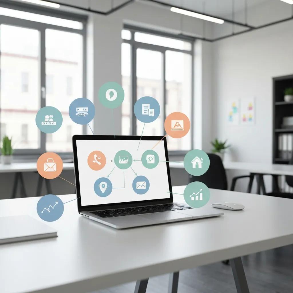 Illustration showing marketing data sources integrating into a dashboard
