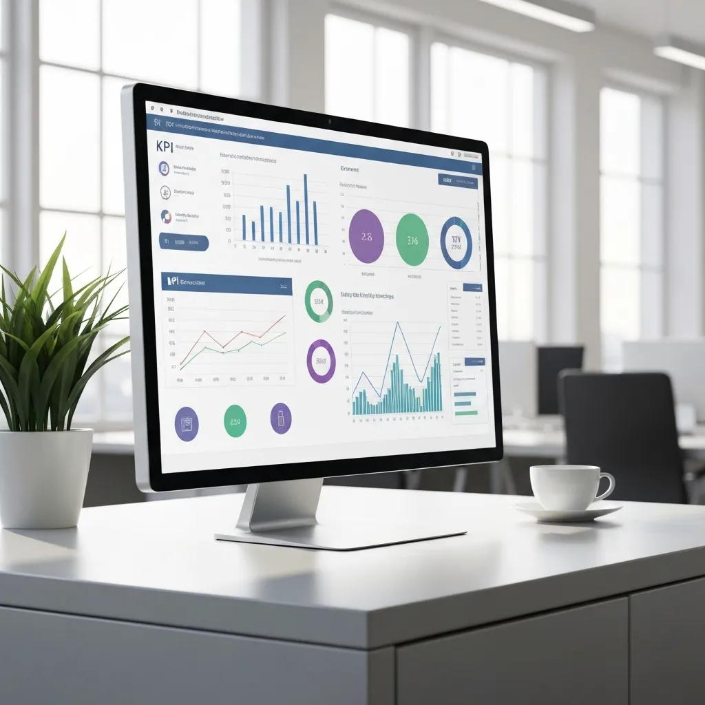 KPI dashboard on a monitor in a bright office