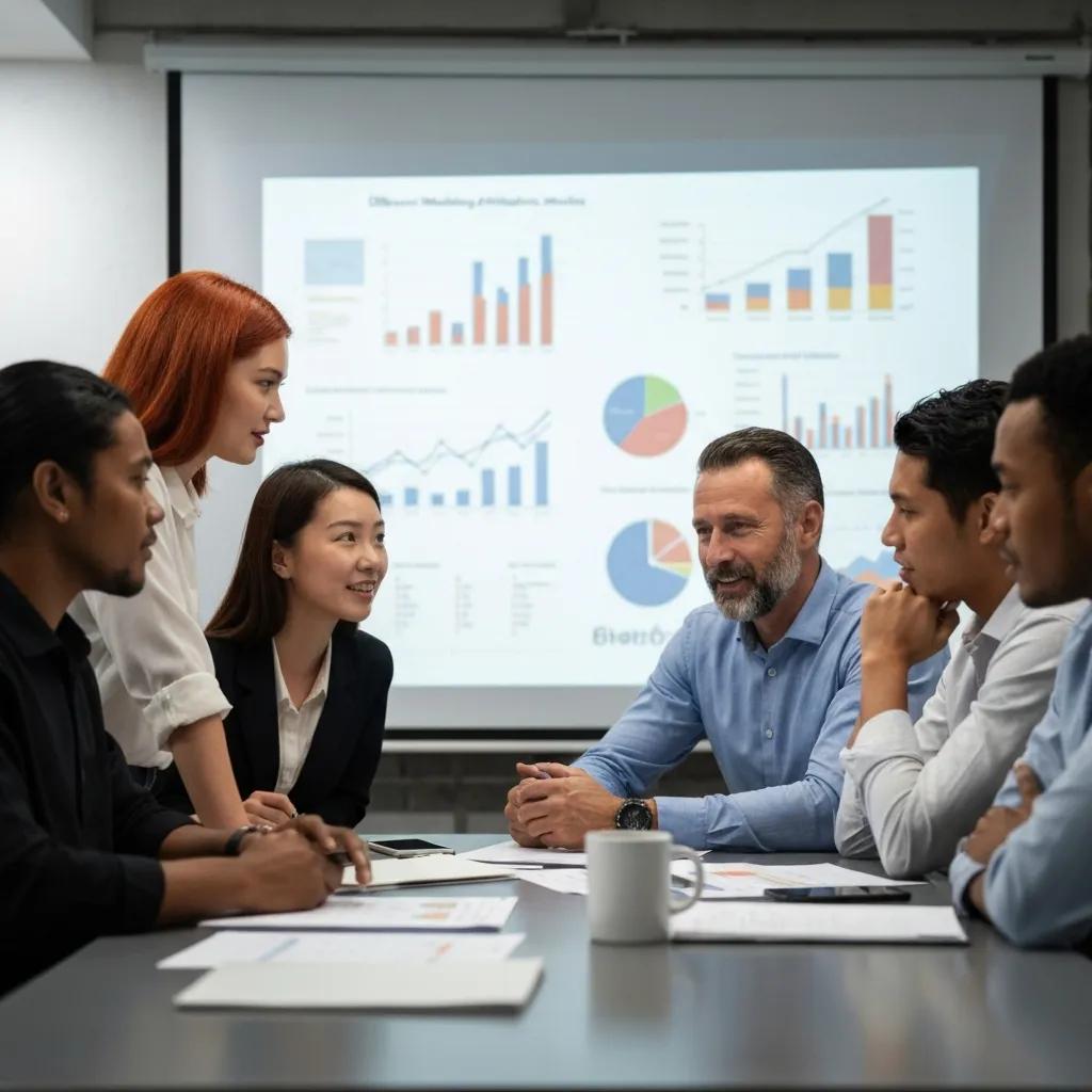 Small business team reviewing attribution model options and strategy